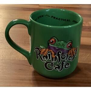 Vintage Rainforest Cafe Green Coffee Mug 1999 Frog Cha Cha Large Mug Rare Mug
